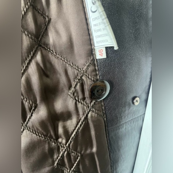 Peleteria Vintage Sheepskin Brown‎ Leather Coat Fur Collar Womens Size 46/14 - Picture 10 of 13